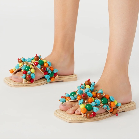 Steve Madden Shoes - Steve Madden Duri Sandals, Beaded Slide Sandals, Summer Fashion.